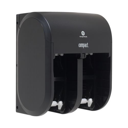 Compact 4-Roll Quad Coreless High-Capacity Toilet Paper Dispenser, Black